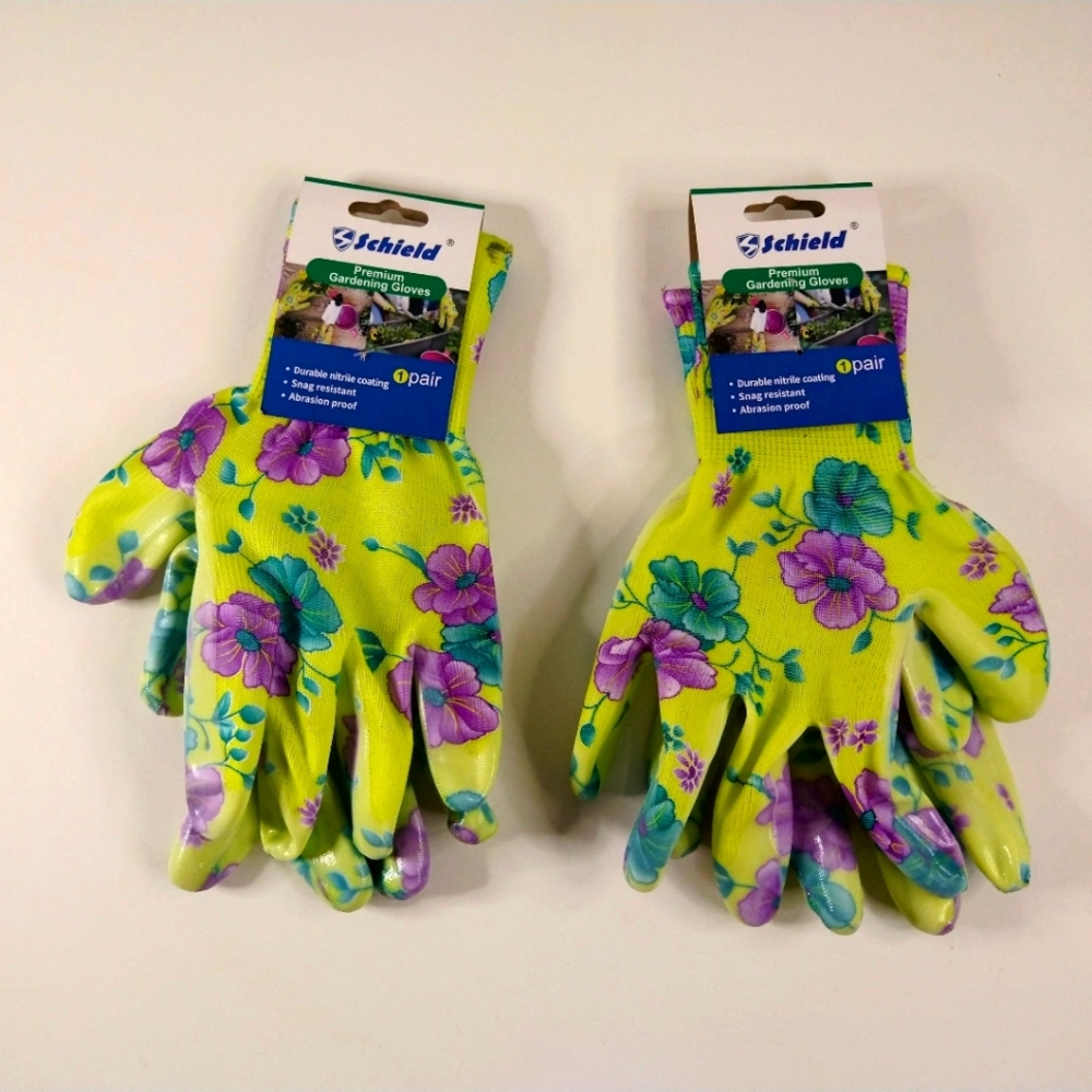 Garden Gloves Bundle 2 Pair Ladies General Purpose Floral Design Print